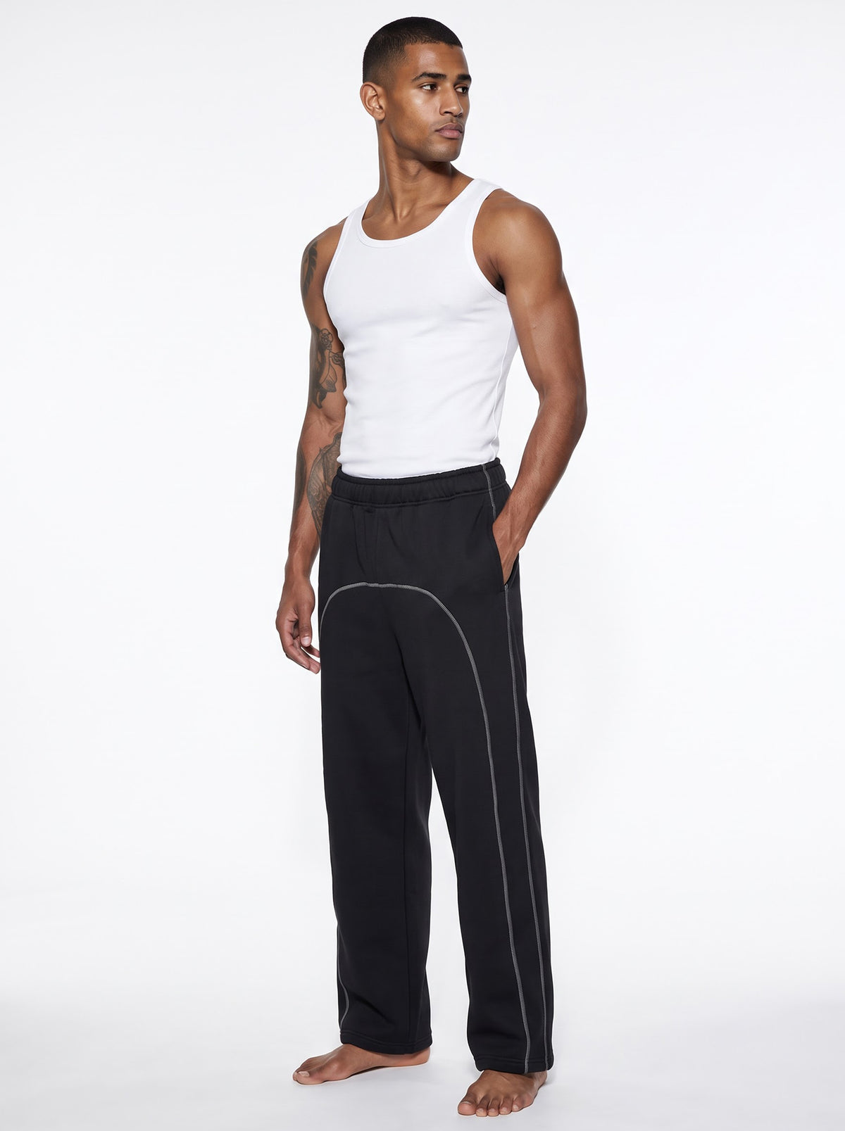 HATE ME Stitched Different Zip Sweatpants