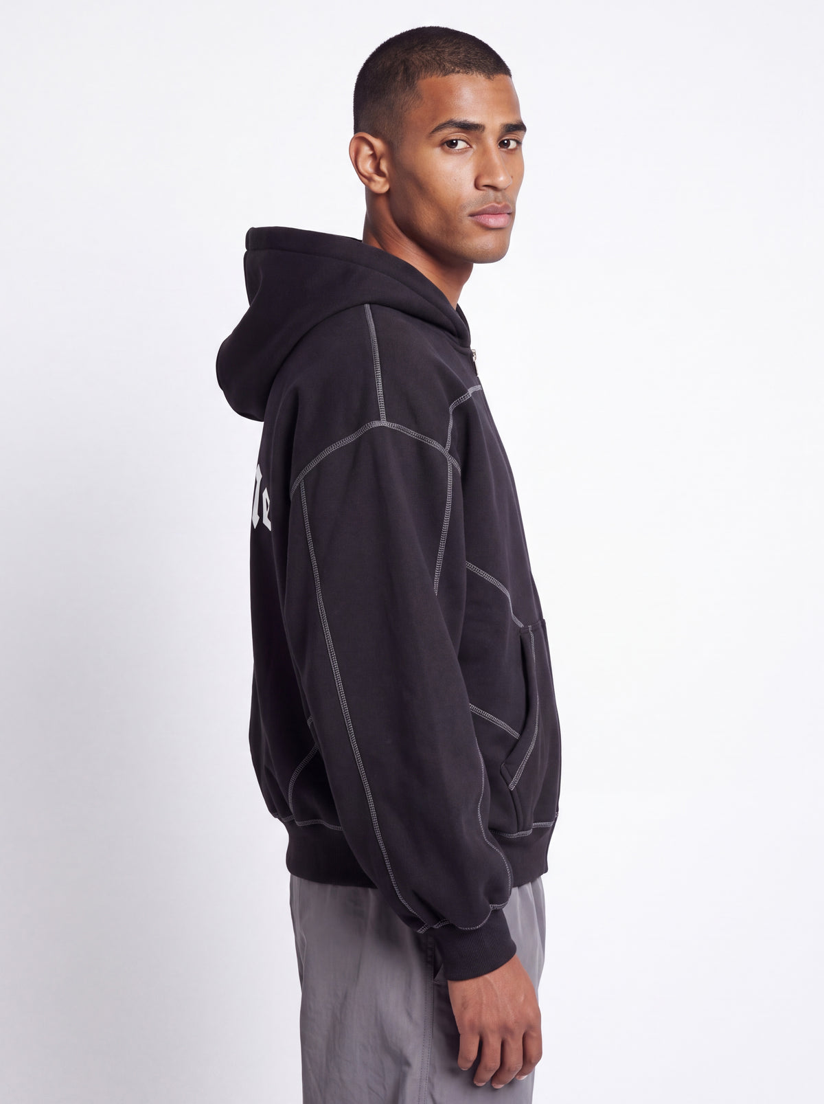 HATE ME Stitched Different Zip Hoodie