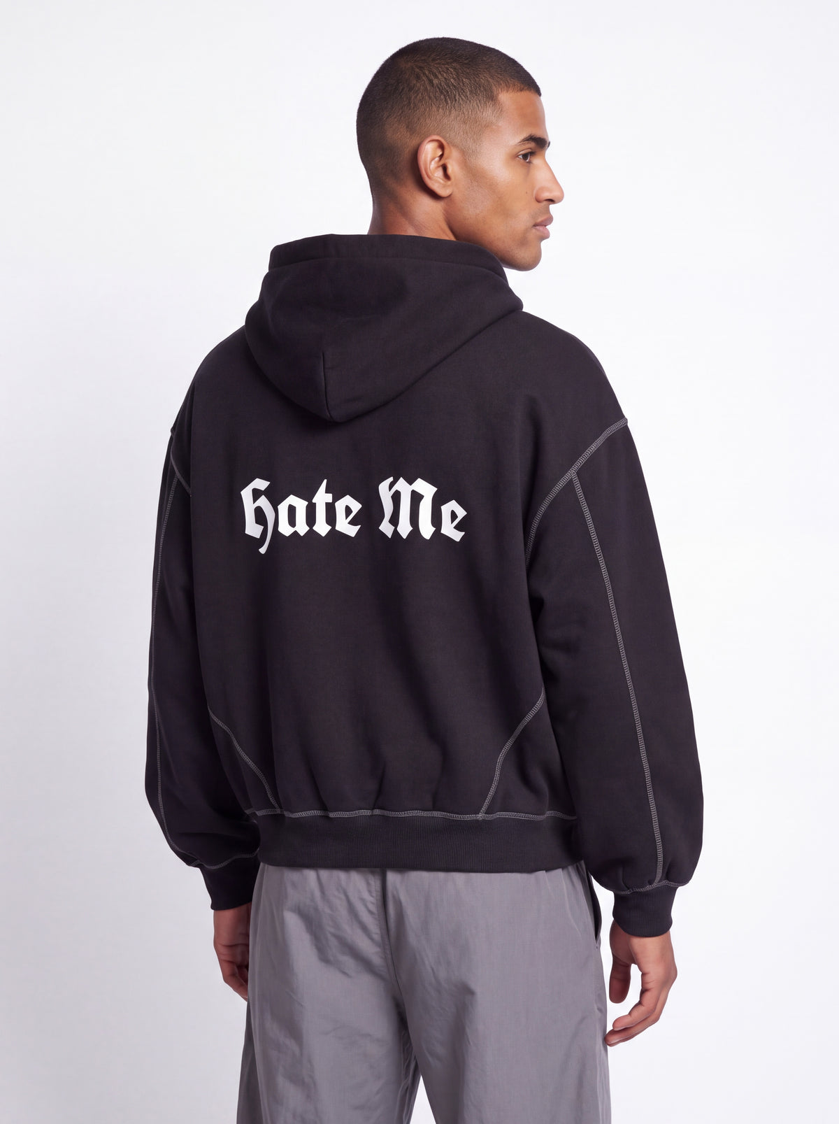 HATE ME Stitched Different Zip Hoodie